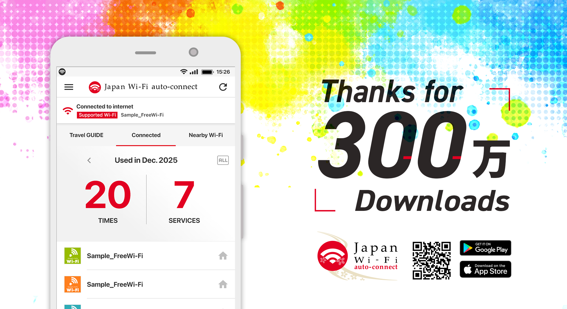 Thanks for 300万downloads Japan Wi-Fi auto-connect
